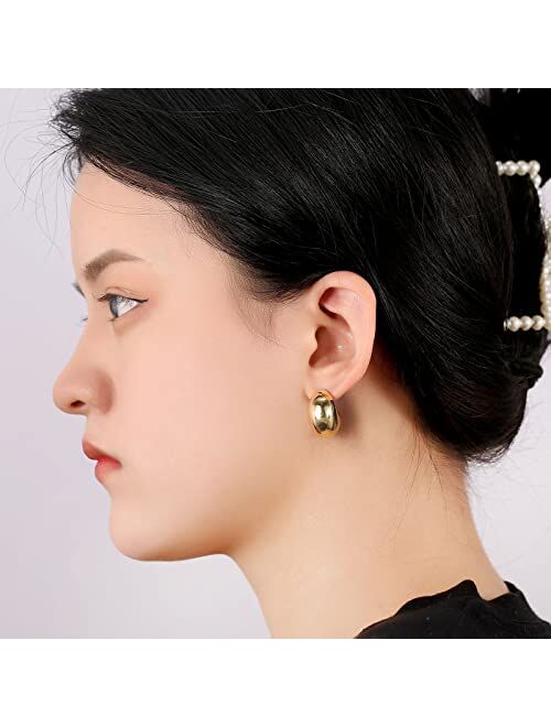 Angyape Chunky Gold Hoop Earrings for Women, Lightweight Waterdrop Hollow Open Hoops Tear Drop Silver Gold Trending Oversized Statement Style Earrings Hypoallergenic Gold