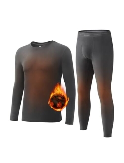 Thermal Underwear for Men Fleece Lined Sets or Long Johns with Extra Warm Double-layer Panel for Cold Weather