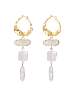 Bijiafu Long Pearl Earrings For Women Gold Statement Earrings Bridal Trendy Drop Large Big Dangly Dangling Dangle Wedding Earrings