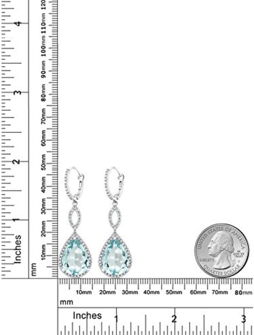 Gem Stone King 925 Sterling Silver Long Drop Dangle Elegant Wedding Bridal Chandelier Teardrop Earrings For Women (2 Inch Pear Shape 16X12MM, 20.00 Cttw)