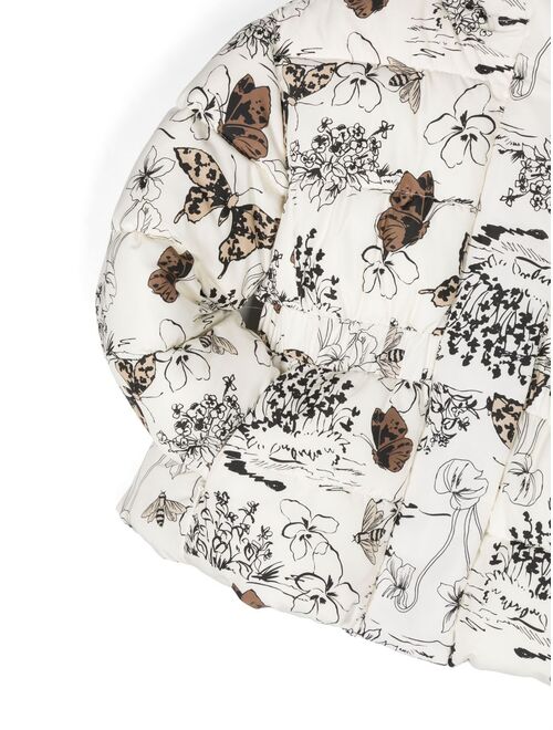 Monnalisa botanical-print padded jacket