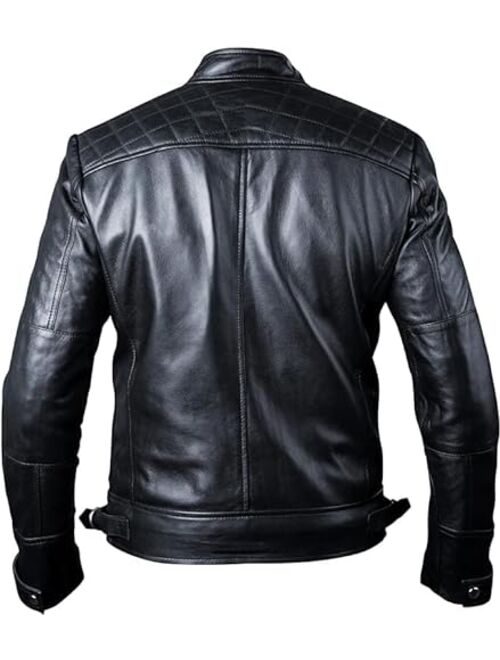 TLC Fashion Soft Leather Motorcycle Jacket Men - Black Real Leather Jacket for Men - Soft Lambskin Leather Jacket