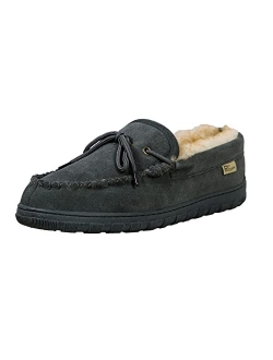 Pinpochyaw Mens Slippers Sheepskin Moccasin Slippers for Men House Slipper Indoor Outdoor Slippers