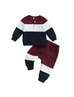 MERSARIPHY Infant Baby Outfits Baby Boy Girl Pullover Sweatshirt Knit Sweater Long Pants Fall Winter Clothes