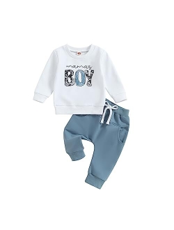 FYBITBO Toddler Baby Boy Clothes Mamas Boy Pullover Sweatshirt Top Shirt and Jogger Pants Spring Fall Winter Outfits Set