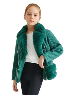 Giolshon 2023 Winter Girls Thickened Puffer coat shining Padded jacket Kids Ski Snow Outwear with Faux Fur Collar 7695