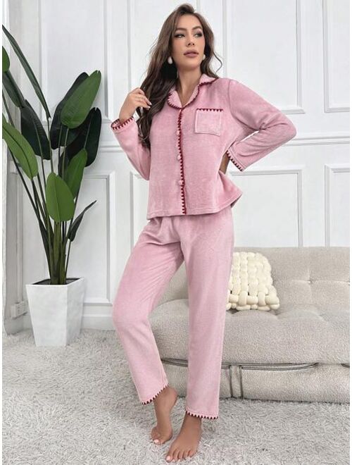 Whip Stitch Pocket Patched PJ Set