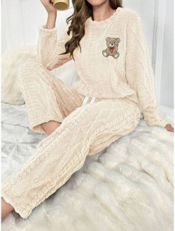 Bear Patched Flannel PJ Set