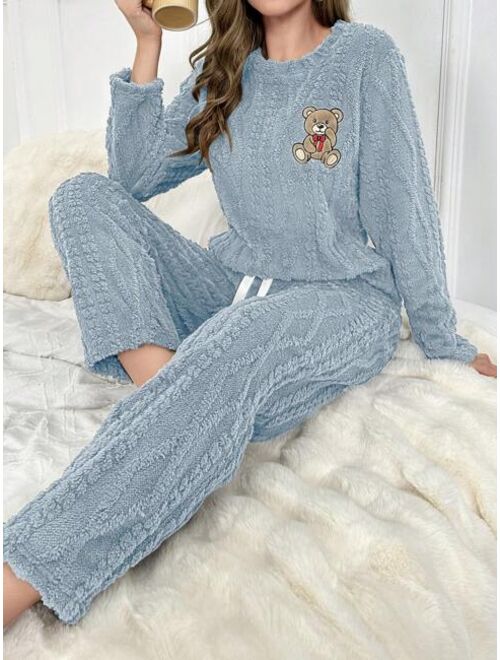 Bear Patched Flannel PJ Set