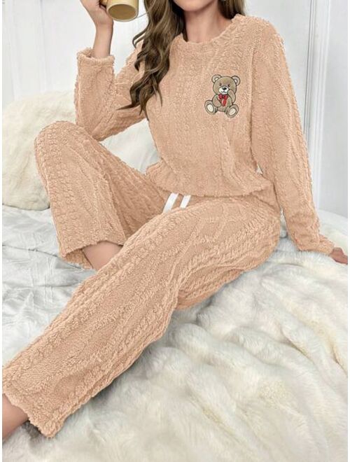 Bear Patched Flannel PJ Set