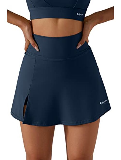 QINSEN Women's Tennis Skirts Stretch High Waisted Golf Skorts Running Sports Workout Activewear