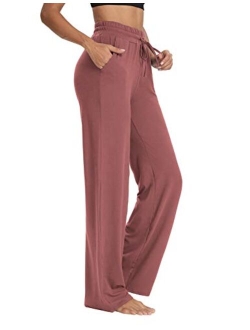 Sarin Mathews Womens Yoga Sweatpants Wide Leg Lounge Pajamas Pants Drawstring Workout Comfy Joggers Pants with Pockets