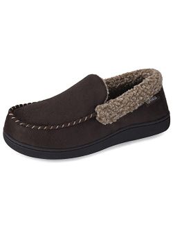 Vonmay Men's Moccasin Slippers Fuzzy House Shoes Fleece Home Memory Foam Indoor Outdoor