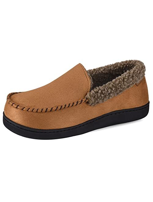 Vonmay Men's Moccasin Slippers Fuzzy House Shoes Fleece Home Memory Foam Indoor Outdoor