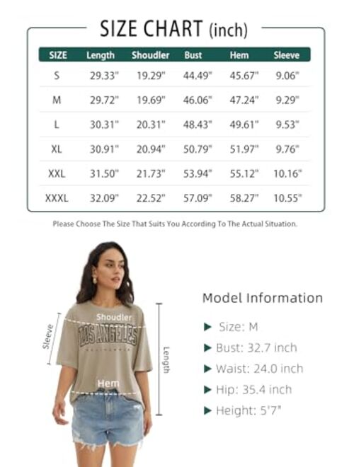 ATHMILE Womens Oversized T Shirts Loose Fit Crewneck Short Sleeve Tops Summer Casual Blouse Y2K 2023 Basic Tee