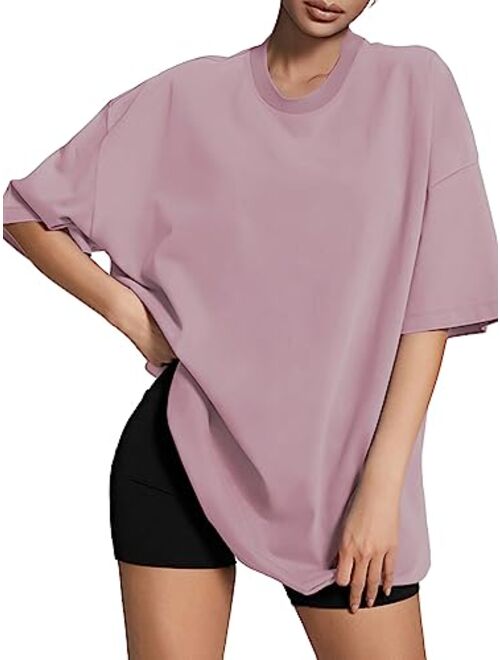 ATHMILE Womens Oversized T Shirts Loose Fit Crewneck Short Sleeve Tops Summer Casual Blouse Y2K 2023 Basic Tee