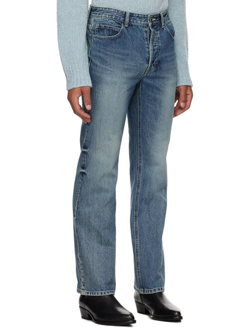 SOLID HOMME Blue Straight-Leg Jeans