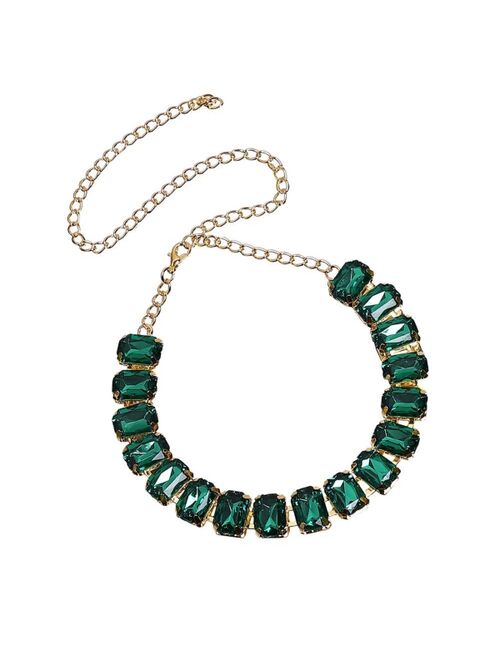 SOHI Women's Green Stone Strand Necklace