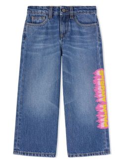 Kids logo-print wide-leg jeans