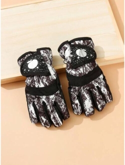 Shein 3-8 Years Old Kids' Warm Waterproof Skiing Gloves For Winter