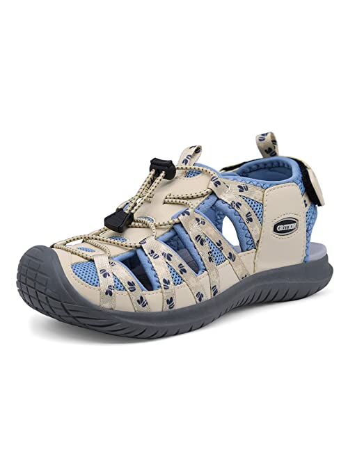 GRITION Hiking Sandals Women Closed Toe, Waterproof Lightweight Adjustable Hiking Athletic Sandals, Breathable For Beach Summer Adventure Comfortable Outdoor Sport.