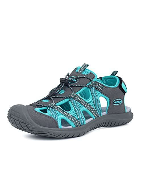 GRITION Hiking Sandals Women Closed Toe, Waterproof Lightweight Adjustable Hiking Athletic Sandals, Breathable For Beach Summer Adventure Comfortable Outdoor Sport.