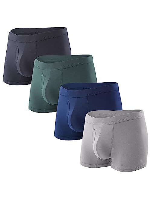 BAMBOO COOL Mens Underwear Trunks Soft Waistband Open-fly Trunks Underwear No-ride-up Short Leg Boxer Briefs