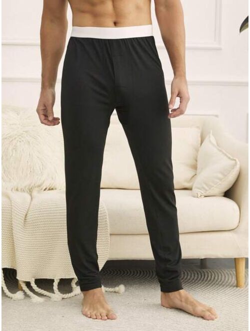 Shein Men'S Contrast Color Warm Waist Thermal Underwear Bottoms