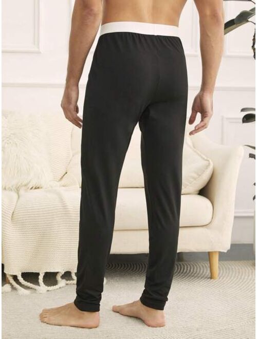 Shein Men'S Contrast Color Warm Waist Thermal Underwear Bottoms