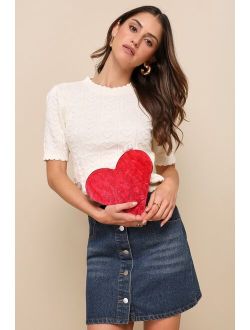 I Heart You Red Acrylic Heart-Shaped Crossbody Clutch