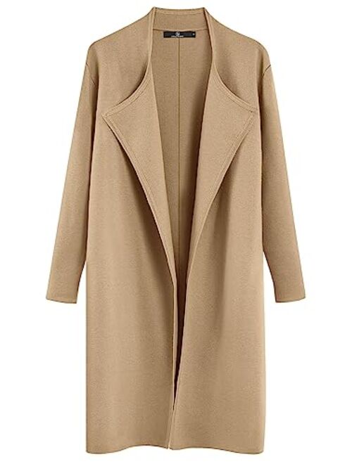 LILLUSORY Women's Long Wool Cardigan Sweaters Oversized Fall Dressy Coatigan Light Casual Jackets Knit Winter Coats