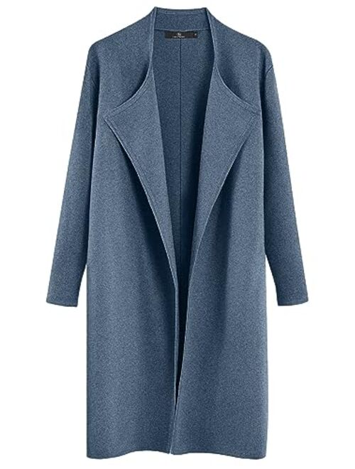 LILLUSORY Women's Long Wool Cardigan Sweaters Oversized Fall Dressy Coatigan Light Casual Jackets Knit Winter Coats