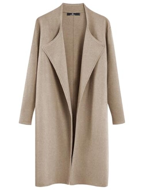 LILLUSORY Women's Long Wool Cardigan Sweaters Oversized Fall Dressy Coatigan Light Casual Jackets Knit Winter Coats