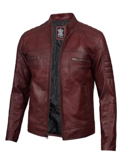 Blingsoul Leather Jacket Men - Distressed Cafe Racer Leather Motorcycle Jacket Men