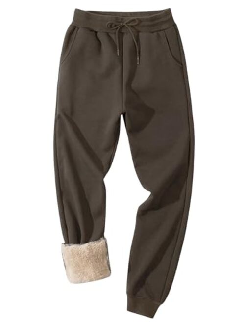 Flygo Men's Fleece Lined Sherpa Sweatpants Winter Warm Pants Jogger Lounge Athletic Pant with Pockets