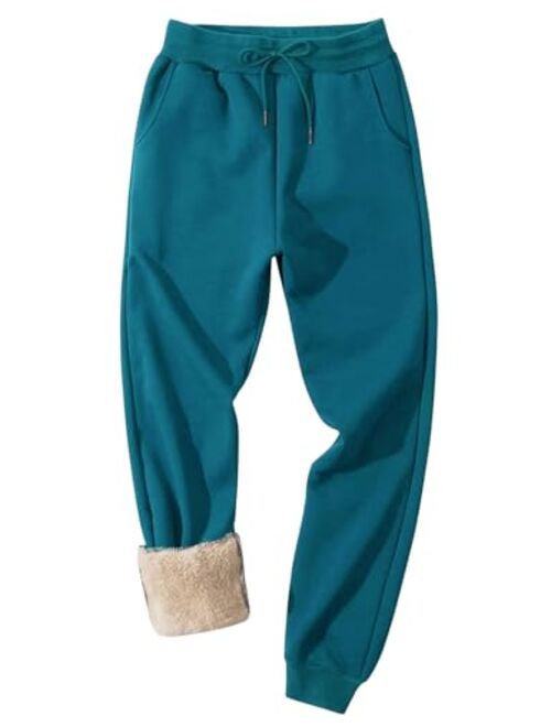 Flygo Men's Fleece Lined Sherpa Sweatpants Winter Warm Pants Jogger Lounge Athletic Pant with Pockets