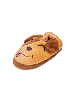 Csfry Toddler Boys Slippers Cartoon Cute Animals Plush Warm Home Shoes