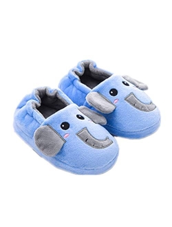 Csfry Toddler Boys Slippers Cartoon Cute Animals Plush Warm Home Shoes