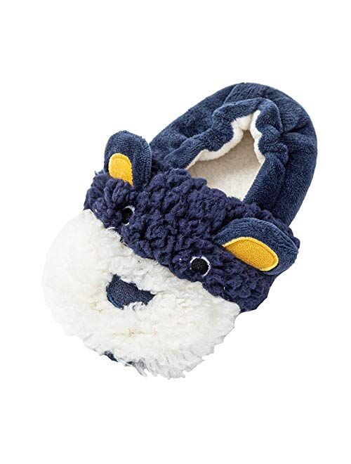 Csfry Toddler Boys Slippers Cartoon Cute Animals Plush Warm Home Shoes