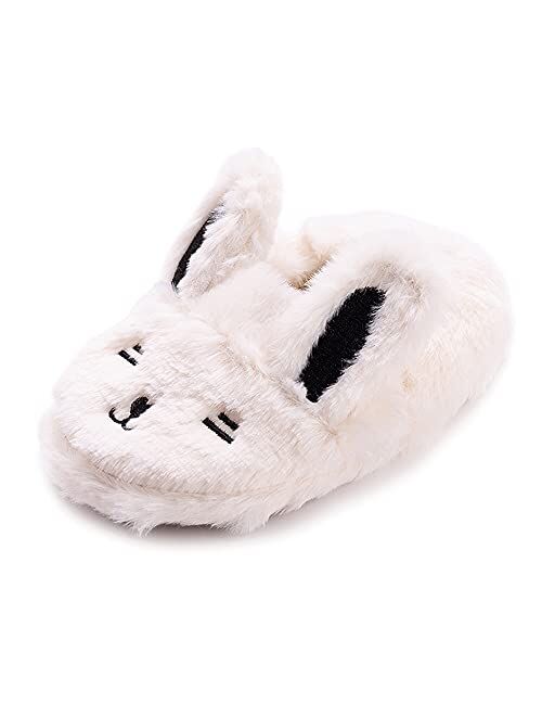 Csfry Toddler Boys Slippers Cartoon Cute Animals Plush Warm Home Shoes