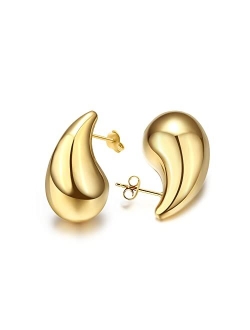 Evoklo Teardrop Chunky Earrings for Women Trendy Hoop Earring Set Earring Dupes, Gold Earrings