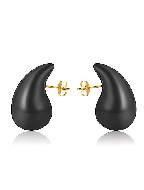 Diowus Tear Drop Earrings for Women, Chunky Gold Hoop Polishing Hypoallergenic Lightweight Waterdrop Trending Oversized Hollow Open Hoops Dupes Girl Jewelry