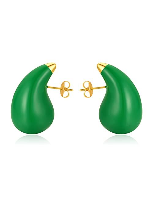 Diowus Tear Drop Earrings for Women, Chunky Gold Hoop Polishing Hypoallergenic Lightweight Waterdrop Trending Oversized Hollow Open Hoops Dupes Girl Jewelry