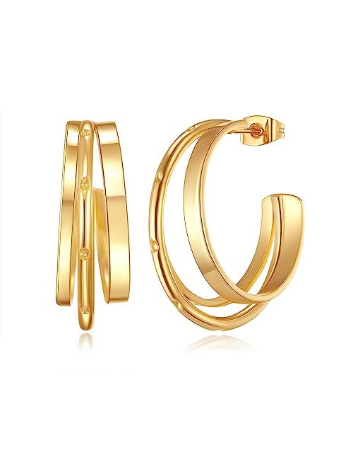 Focoog Gold Earrings for Women Girls, 14K Gold Plated Lightweight Gold Hoop Earrings Hypoallergenic Gold Earrings for Women Trendy Fashion Jewelry Gifts for Women Girls