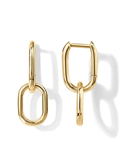 PAVOI 14K Gold Convertible Link Earrings for Women | Paperclip Link Chain Earrings | Drop Dangle Earrings