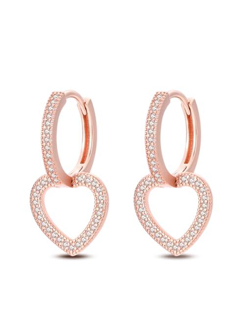 Cycuff 925 Sterling Silver Hoop Earrings Colorful Cubic Zirconia Jewelry Drop Earrings for Women Teen Girls Set Earring Gifts for Her