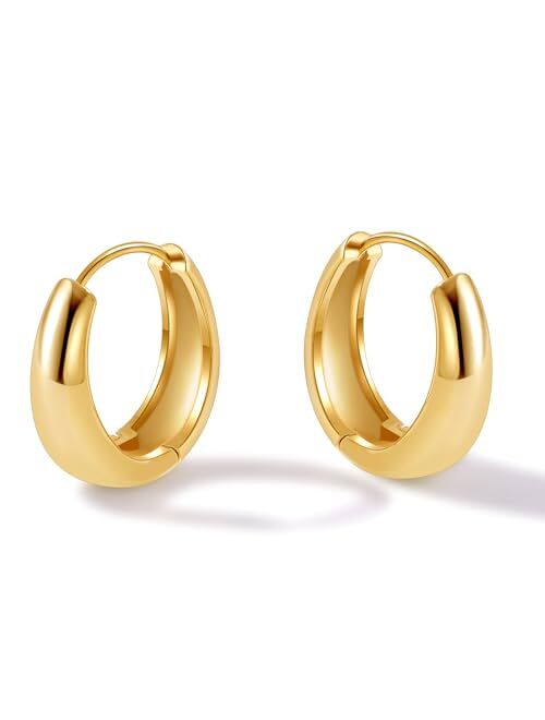 micuco Chunky Gold Hoop Earrings for Women - 18K Real Gold Plated Lightweight Hollow Hypoallergenic Earrings for Women and Girls