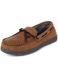 ULTRAIDEAS Men's Luke Microsuede Moccasin Slippers with Tie Indoor Outdoor