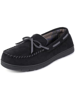 ULTRAIDEAS Men's Luke Microsuede Moccasin Slippers with Tie Indoor Outdoor