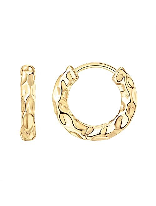 PAVOI 14K Gold Plated 925 Sterling Silver Post Ultra Thick Huggie Earring | Women's Mini Hoop Earrings | Gold Plated Small Hoops